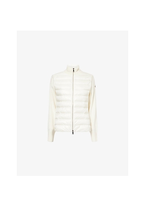 Womens Moncler Padded Zip-Up Wool and Nylon Cardigan