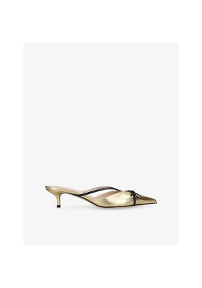 Womens Valentino Garavani Bepointy 45 Metallic-Leather Heeled Mules