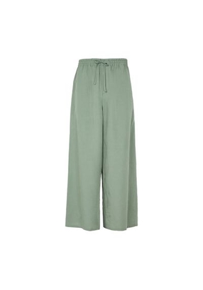 Cropped viscose and linen pants