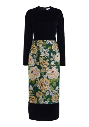 Carolina Herrera Velvet and Jacquard Midi Dress - Moda Operandi