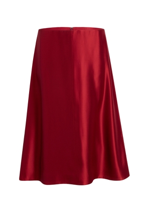 Khaite Nania Mid-Rise Silk-Twill Knee-Length Skirt - Moda Operandi