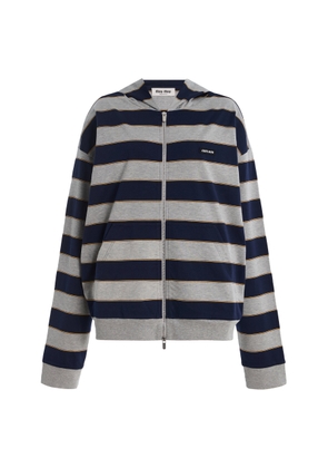 Miu Miu Striped Cotton Hoodie - Moda Operandi