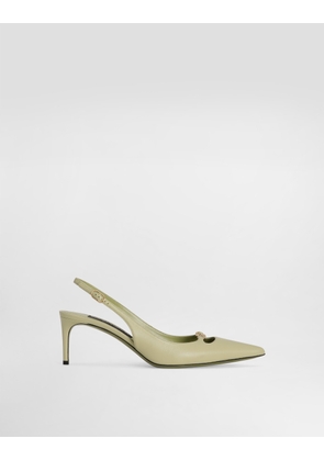 Dolce & Gabbana Lollo Silk Nappa Leather Slingback - Woman Pumps And Slingback Green 37