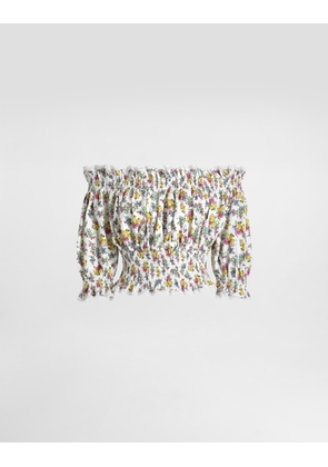 Dolce & Gabbana Small Floral-print Poplin Top - Woman Shirts And Tops Multicolor 38