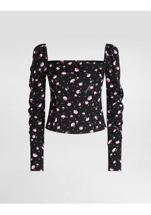 Dolce & Gabbana Carnations-print Silk Top - Woman Shirts And Tops Multicolor 36