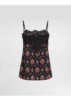 Dolce & Gabbana Small Flower Bouquets-print Charmeuse Top - Woman Shirts And Tops Multicolor 38