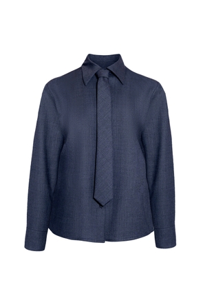 KALLMEYER Billie Shirt-Tie Wool Blouse - Moda Operandi