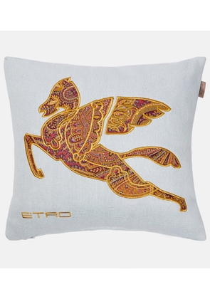 Etro Pegaso embroidered linen cushion