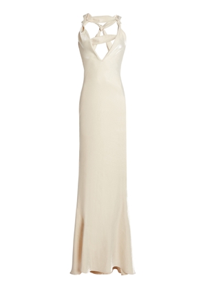 Ludovic de Saint Sernin Carrie Knotted Crepe Satin Maxi Dress - Moda Operandi