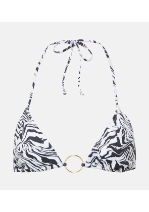Bananhot Ring-detail zebra-print bikini top