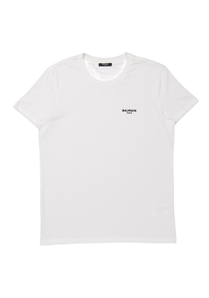 Balmain Flock Logo Print T Shirt