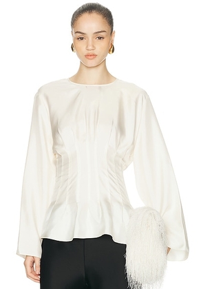 Rohe Sculptural Waisted Silk Top in Cream - Cream. Size 38 (also in 40).