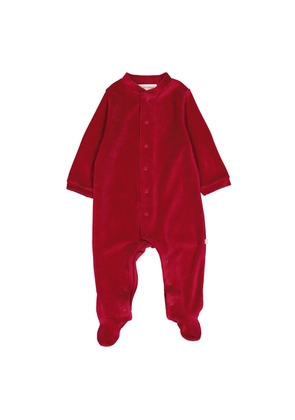 Marie Chantal Baby Burgundy Velour Angel Wing 1-Piece Sleepsuit