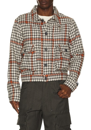 Reese Cooper Wool Houndstooth Trucker Jacket in Charcoal - Charcoal. Size M (also in XL/1X).