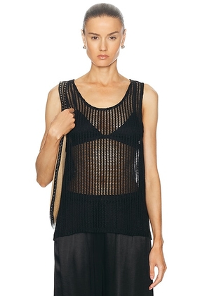 WAO Crochet Tank Top in Black - Black. Size S (also in ).