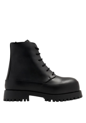 Ferragamo Fede Leather Combat Boots