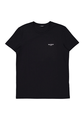 Balmain Small Flock Logo Print T Shirt