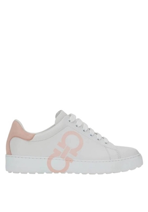 Ferragamo White Leather Gancini Sneakers