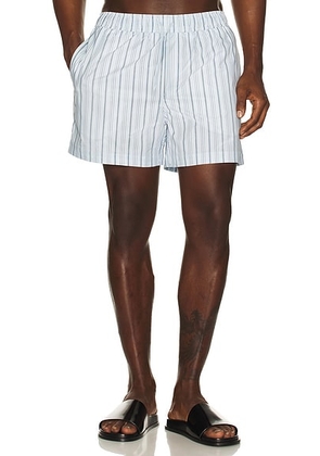 SAMSOE SAMSOE Moses Swim Shorts in Skywriting Stripe - Baby Blue. Size L (also in M, S, XL/1X, XXL/2X).