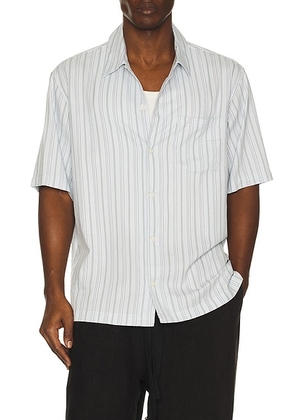 SAMSOE SAMSOE Saayo Shirt in Skywriting Stripe - Baby Blue. Size L (also in M, XL/1X, XXL/2X).