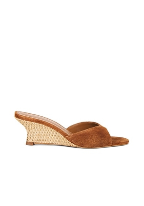 Staud Brigitte Wedge in Tobacco & Natural - Brown. Size 36.5 (also in 37.5, 39).