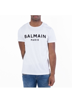 Balmain Flock Logo Cotton T Shirt