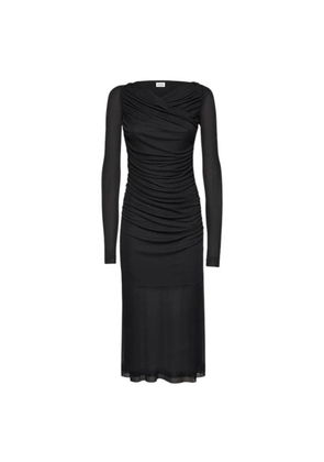Ferragamo Sheer-Panels Draped Midi Dress