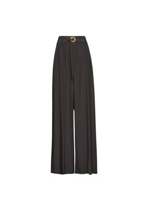 Ferragamo Belted Wide-Leg Silk Trousers