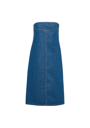 Ferragamo Strapless Cotton Denim Midi Dress