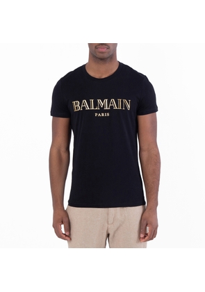 Balmain Logo Embossed Cotton T Shirt