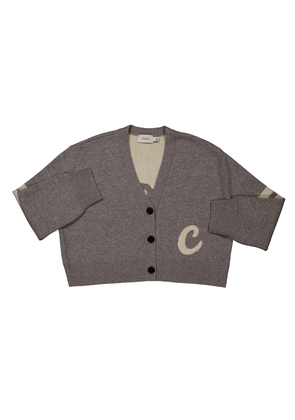Coach Cropped Scrip Logo Cardigan, Size Large
