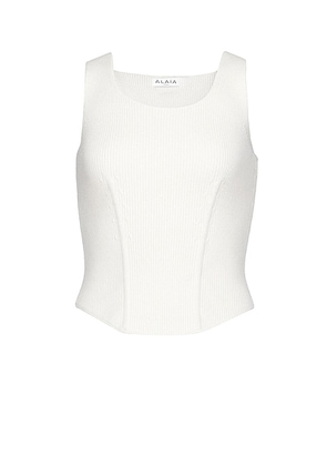 ALAÃA ALAÎªA Corset Top in Blanc Naturel - White. Size 38 (also in 42).