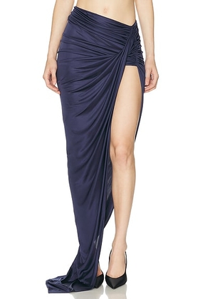 Atlein Draped Asymmetric Skirt in Abysse - Navy. Size 36 (also in 38, 40).