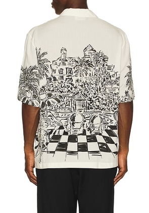 Amiri Chateau Sketch Camp Shirt in Ivory - Ivory. Size L (also in M, S, XL/1X, XXL/2X).