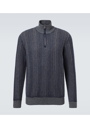 Brunello Cucinelli Herringbone cashmere half-zip sweater
