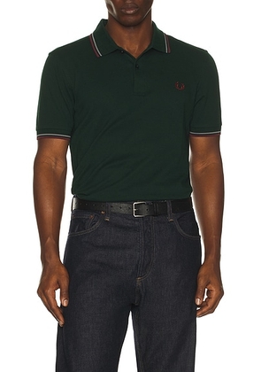 Fred Perry Twin Tipped Polo Shirt in Green  Black  & Oxblood - Green. Size L (also in M, S, XL/1X).