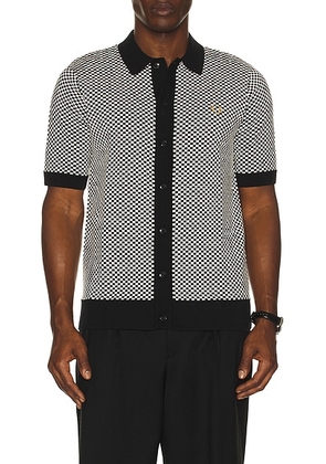 Fred Perry Chequrboard Button Thru Shirt in Black - Black. Size L (also in M, S, XL/1X).