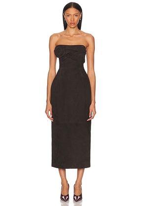 Magda Butrym Strapless Ruched Dress in Brown - Brown. Size 38 (also in ).