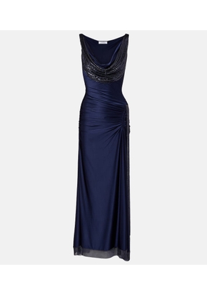Rabanne Embellished gathered satin maxi dress