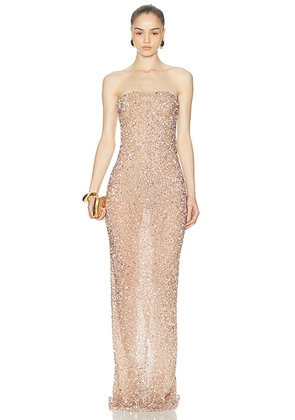 The New Arrivals by Ilkyaz Ozel Isis Strapless Dress in Nova Roma - Metallic Neutral. Size 34 (also in 40).