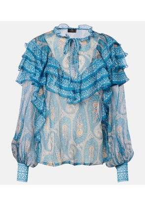 Etro Paisley ruffled silk blouse