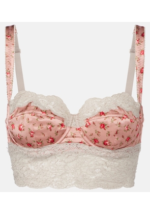 Dolce&Gabbana Floral lace-trimmed silk and cotton bra