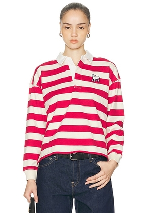 MOTHER The Boxy Match Polo in Going The Distance - Red,Cream. Size L (also in M, S, XS).