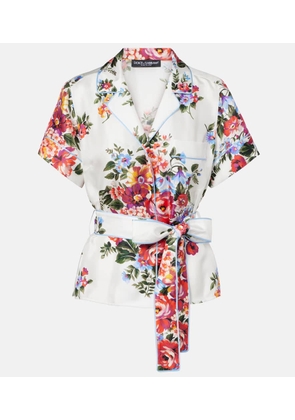 Dolce&Gabbana Floral silk twill wrap top