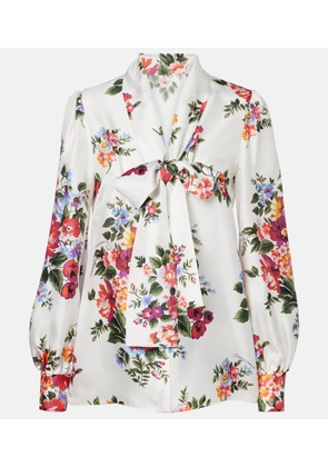 Dolce&Gabbana Floral tie-neck silk blouse