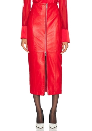 Retrofete Lonny Leather Skirt in Lipstick Red - Red. Size S (also in ).