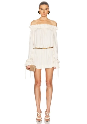 Saint Laurent Off The Shoulder Mini Dress in Craie - Cream. Size 38 (also in ).