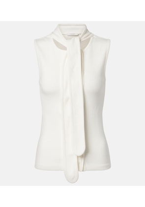 Lemaire Scarf-detail cotton and linen jersey top