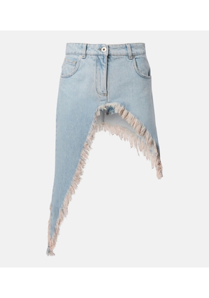Blumarine Asymmetric distressed denim miniskirt