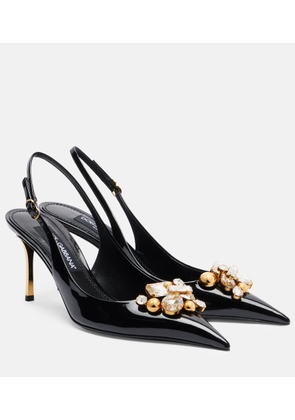 Dolce&Gabbana Embellished patent leather slingback pumps